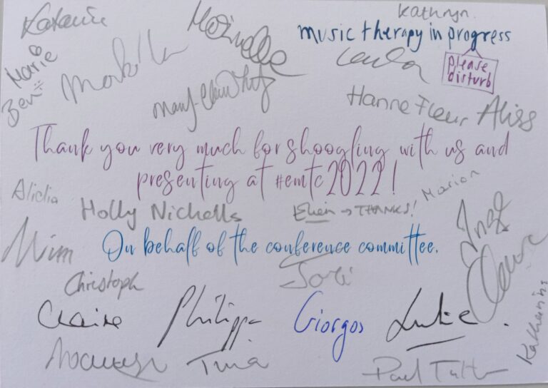 12th European Music Therapy Conference, Queen Margaret University Edinburgh, 8-12 June 2022 #emtc2022 Thank you card for presenters